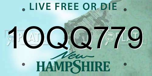 1OQQ779 New Hampshire License Plate
