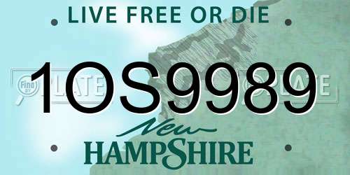 1OS9989 New Hampshire License Plate