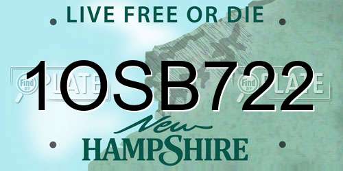 1OSB722 New Hampshire License Plate