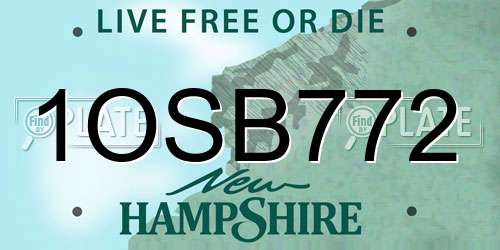 1OSB772 New Hampshire License Plate