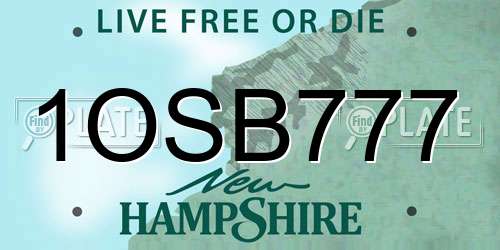 1OSB777 New Hampshire License Plate