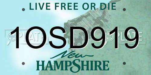 1OSD919 New Hampshire License Plate