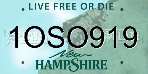 1OSO919 New Hampshire License Plate