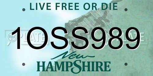 1OSS989 New Hampshire License Plate
