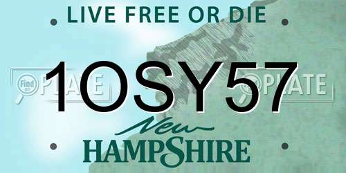 1OSY57 New Hampshire License Plate