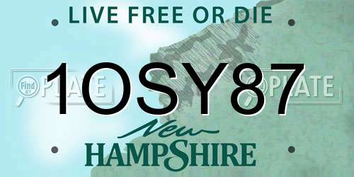 1OSY87 New Hampshire License Plate