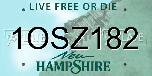 1OSZ182 New Hampshire License Plate
