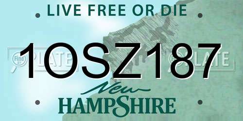 1OSZ187 New Hampshire License Plate