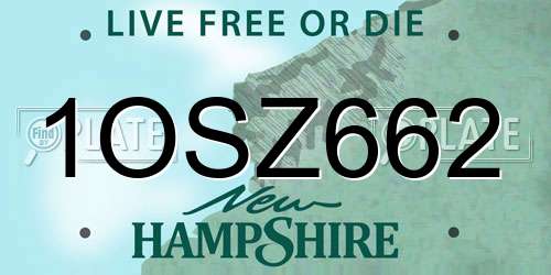 1OSZ662 New Hampshire License Plate