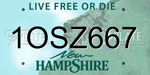 1OSZ667 New Hampshire License Plate