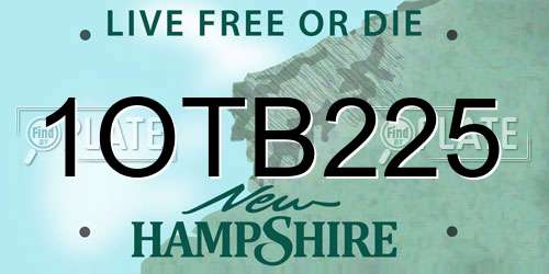 1OTB225 New Hampshire License Plate
