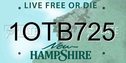 1OTB725 New Hampshire License Plate