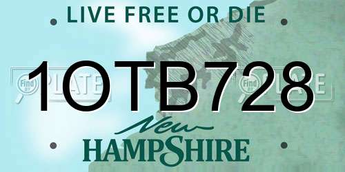 1OTB728 New Hampshire License Plate