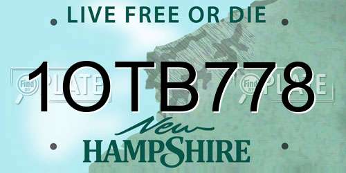 1OTB778 New Hampshire License Plate