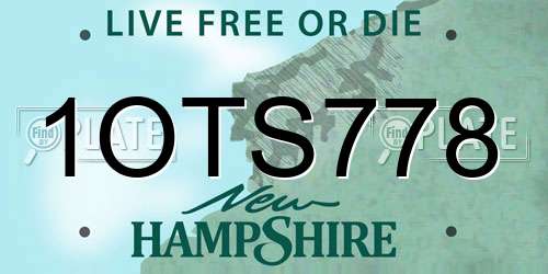 1OTS778 New Hampshire License Plate