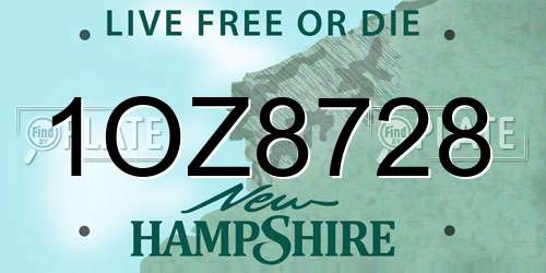 1OZ8728 New Hampshire License Plate