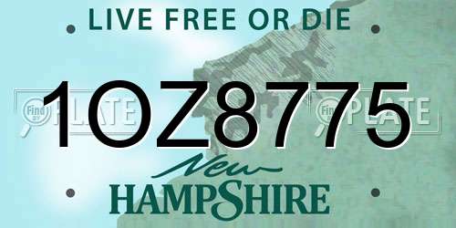 1OZ8775 New Hampshire License Plate