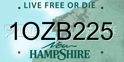 1OZB225 New Hampshire License Plate
