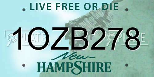 1OZB278 New Hampshire License Plate