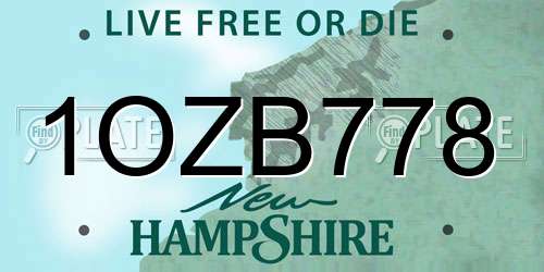 1OZB778 New Hampshire License Plate