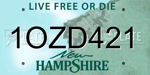 1OZD421 New Hampshire License Plate