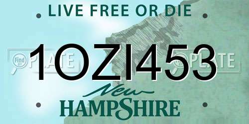 1OZI453 New Hampshire License Plate