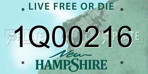 1Q00216 New Hampshire License Plate