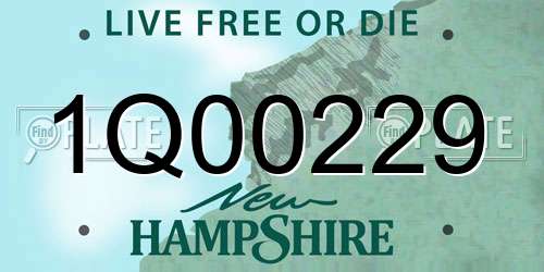 1Q00229 New Hampshire License Plate