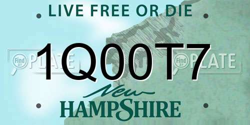 1Q00T7 New Hampshire License Plate