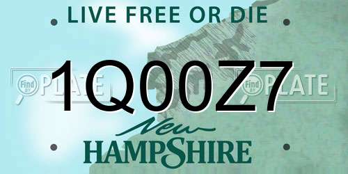 1Q00Z7 New Hampshire License Plate