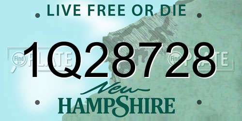 1Q28728 New Hampshire License Plate