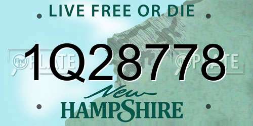 1Q28778 New Hampshire License Plate