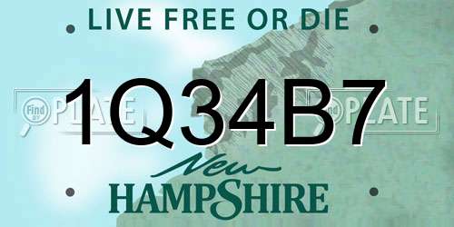 1Q34B7 New Hampshire License Plate