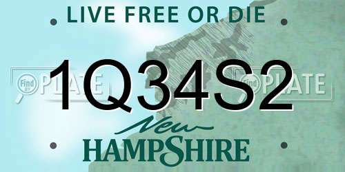 1Q34S2 New Hampshire License Plate