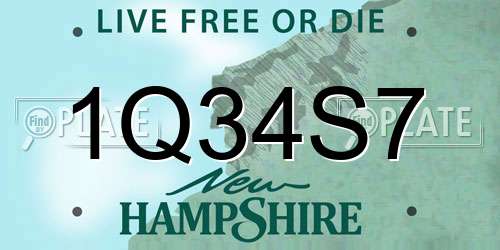 1Q34S7 New Hampshire License Plate