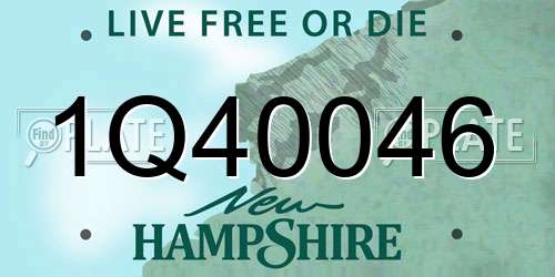 1Q40046 New Hampshire License Plate