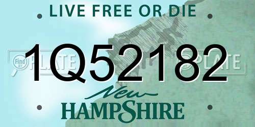 1Q52182 New Hampshire License Plate