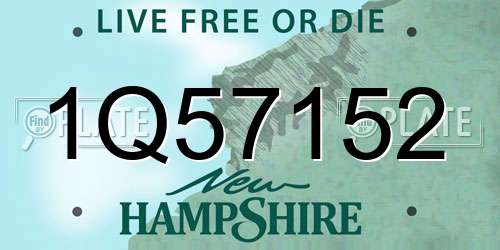 1Q57152 New Hampshire License Plate