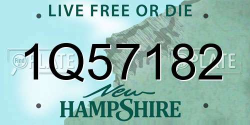 1Q57182 New Hampshire License Plate