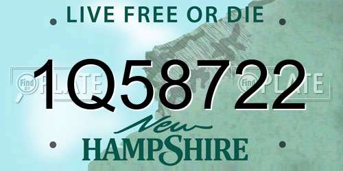 1Q58722 New Hampshire License Plate