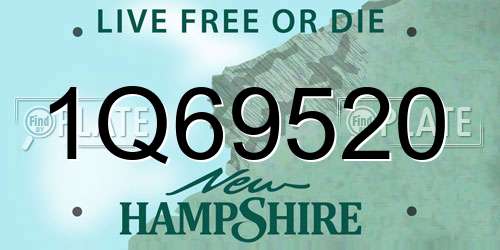 1Q69520 New Hampshire License Plate