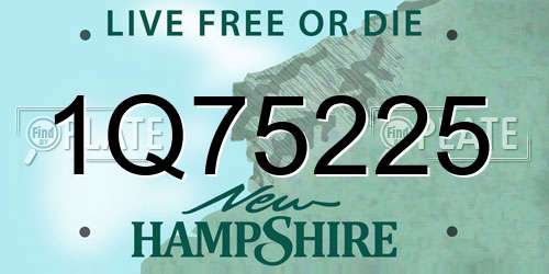 1Q75225 New Hampshire License Plate