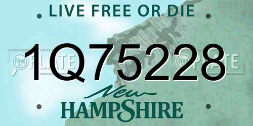 1Q75228 New Hampshire License Plate