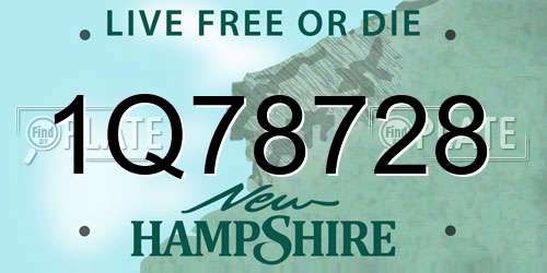 1Q78728 New Hampshire License Plate