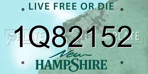 1Q82152 New Hampshire License Plate