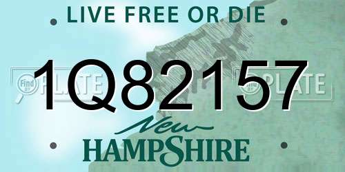 1Q82157 New Hampshire License Plate