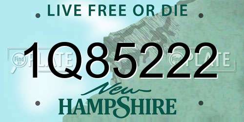 1Q85222 New Hampshire License Plate