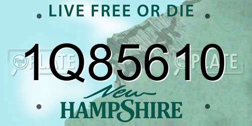 1Q85610 New Hampshire License Plate