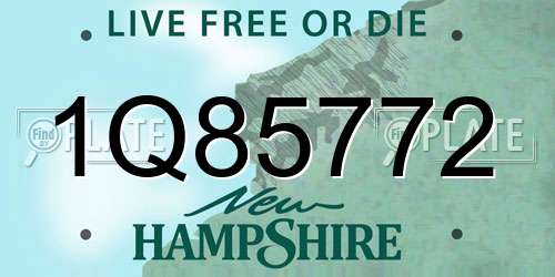 1Q85772 New Hampshire License Plate