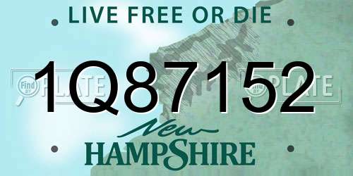 1Q87152 New Hampshire License Plate